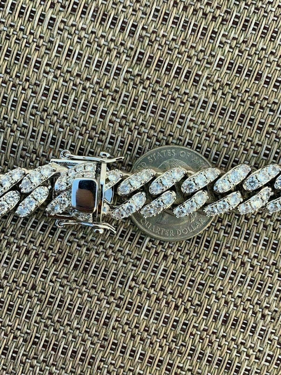 MOISSANITE Big Stone Miami Cuban Link Chain Necklace Iced Out - 925 Silver - 12mm - 16"- 30"