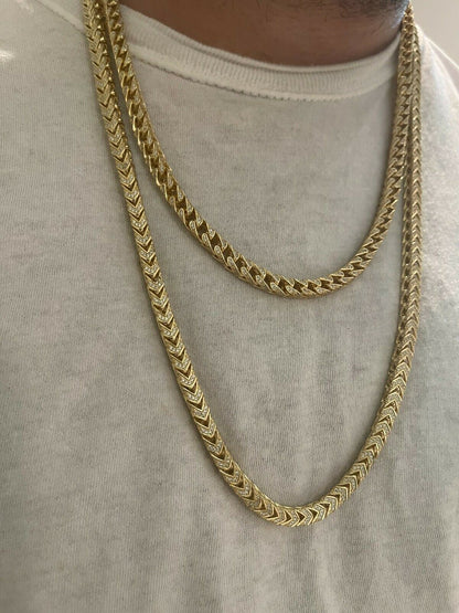 Franco Chain Iced Out CZ Stones - 14k Gold Vermeil 925 Silver - 6mm - 16-30"