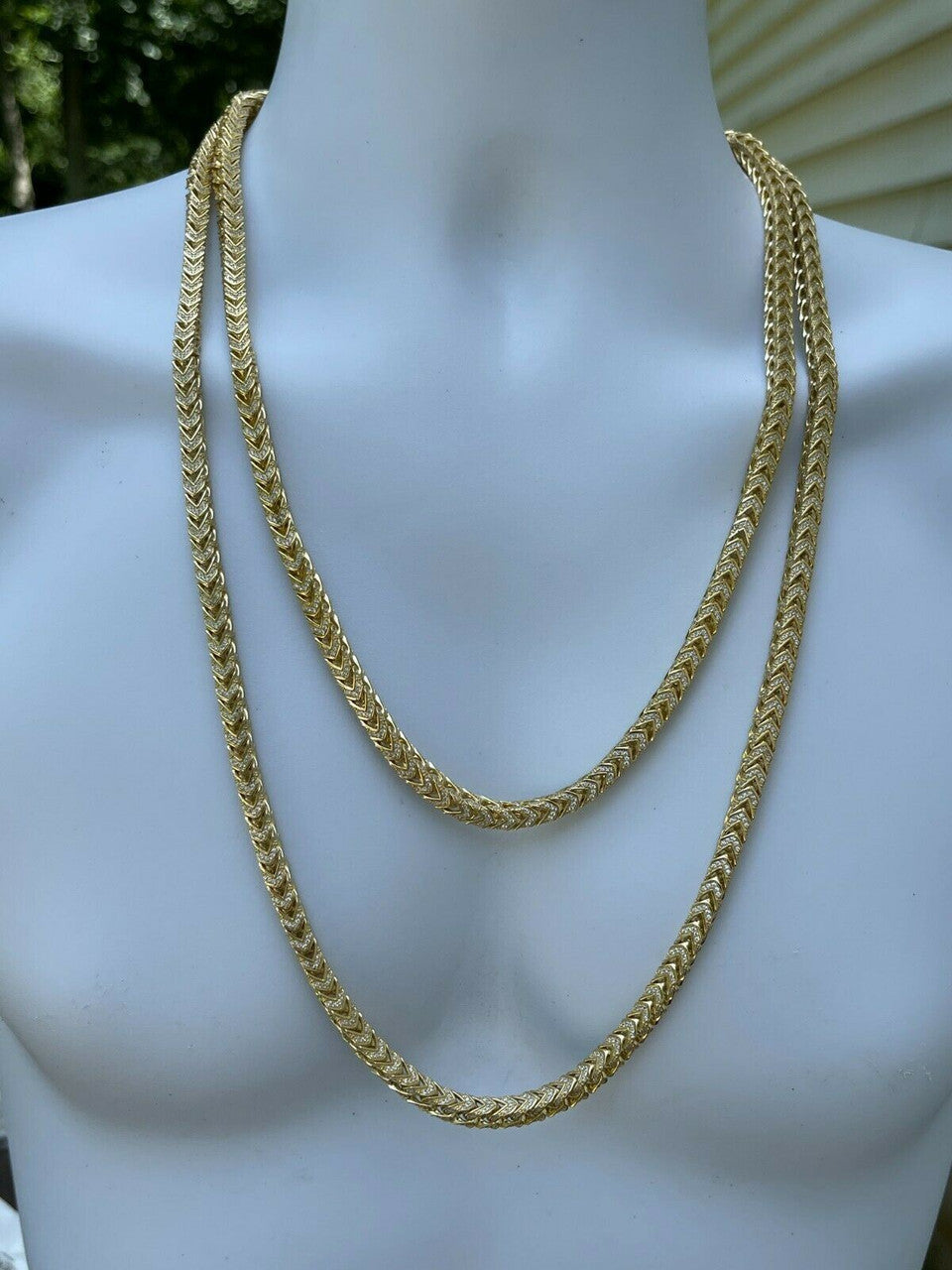 Franco Chain Iced Out CZ Stones - 14k Gold Vermeil 925 Silver - 6mm - 16-30"