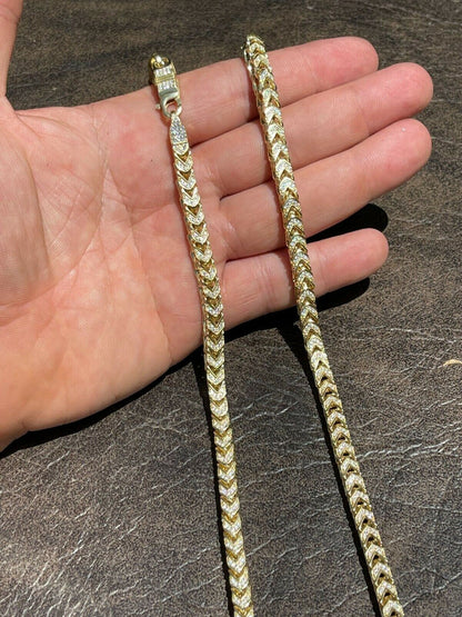 Franco Chain Iced Out CZ Stones - 14k Gold Vermeil 925 Silver - 6mm - 16-30"