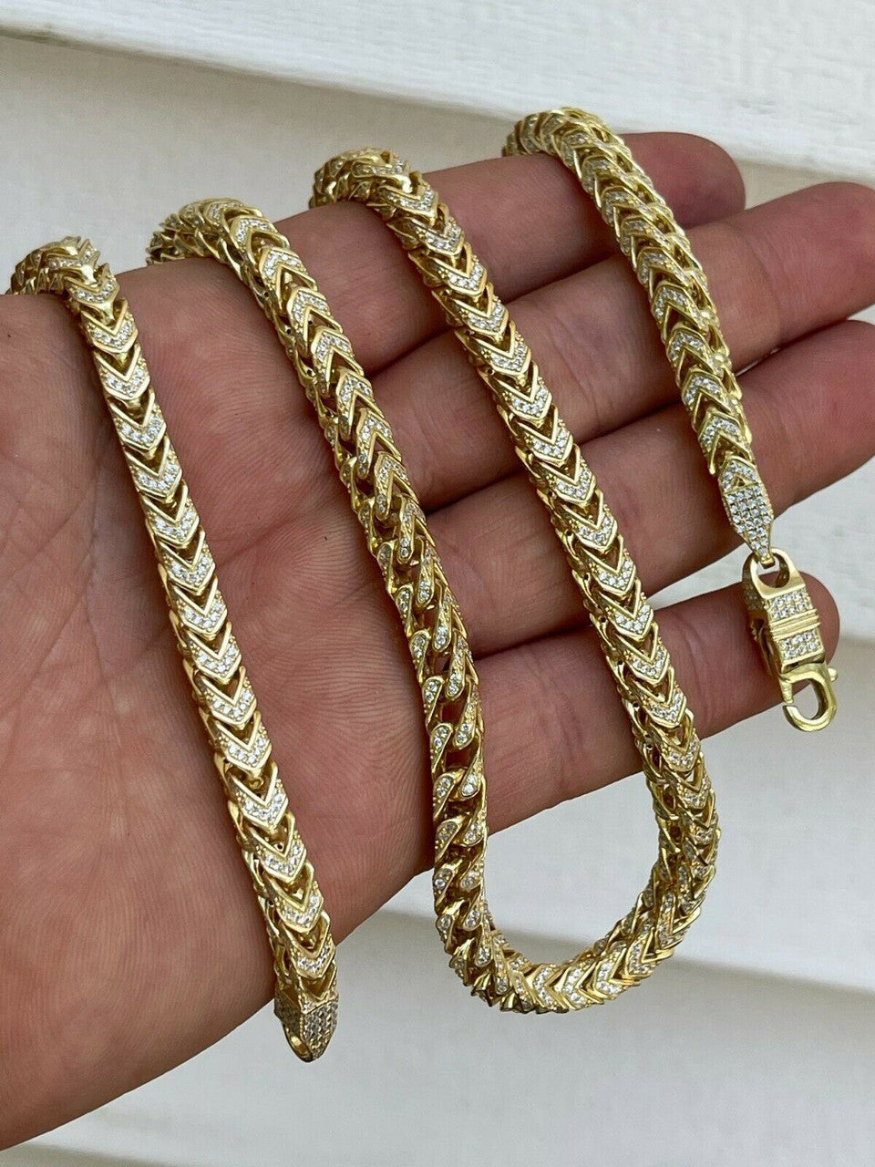Franco Chain Iced Out CZ Stones - 14k Gold Vermeil 925 Silver - 6mm - 16-30"