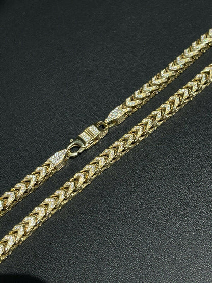 Franco Chain Iced Out CZ Stones - 14k Gold Vermeil 925 Silver - 6mm - 16-30"