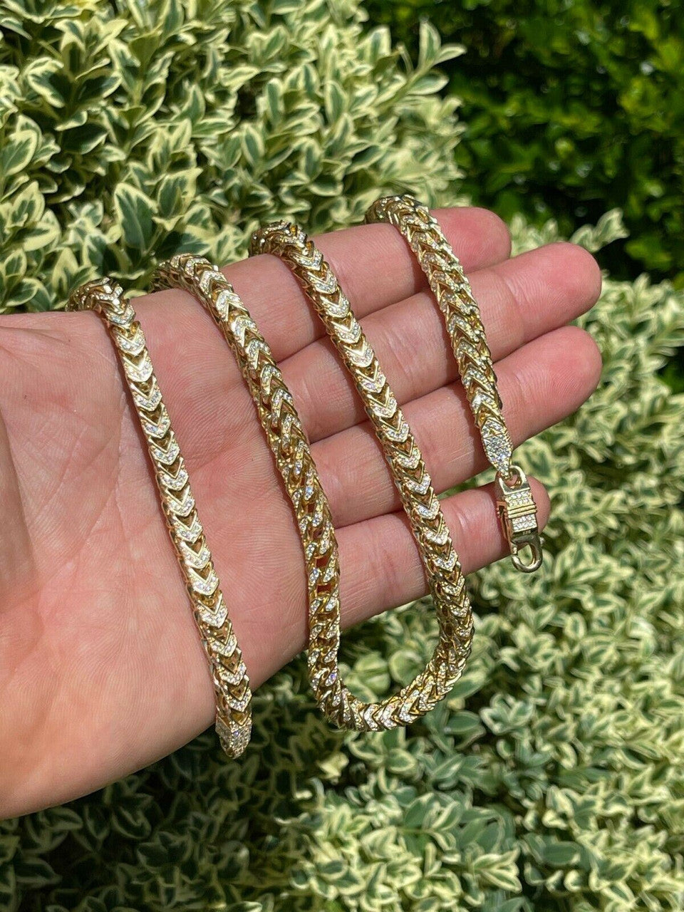Franco Chain Iced Out CZ Stones - 14k Gold Vermeil 925 Silver - 6mm - 16-30"