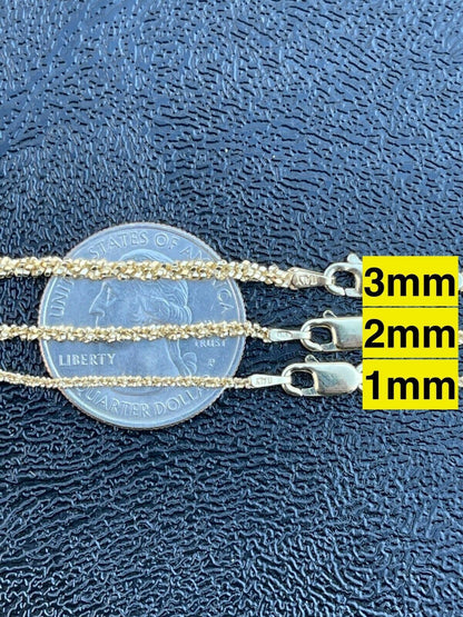 Sparkle Rock Link Chain Necklace - 14k Gold Vermeil 925 Sterling Silver - 14"-24" - 1mm-3mm
