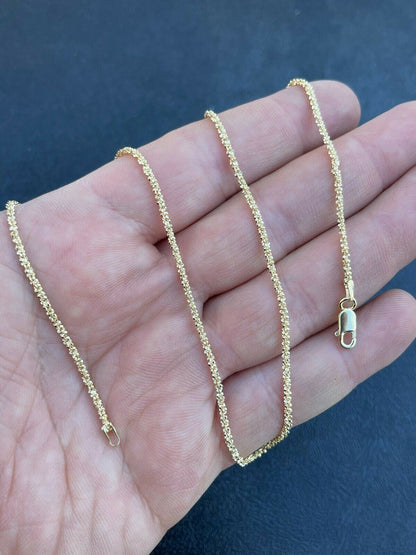Sparkle Rock Link Chain Necklace - 14k Gold Vermeil 925 Sterling Silver - 14"-24" - 1mm-3mm