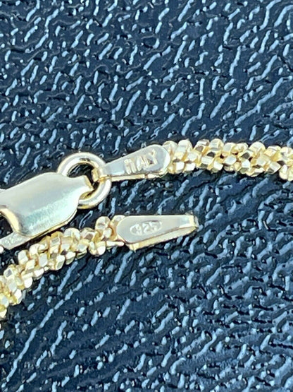 Sparkle Rock Link Chain Necklace - 14k Gold Vermeil 925 Sterling Silver - 14"-24" - 1mm-3mm