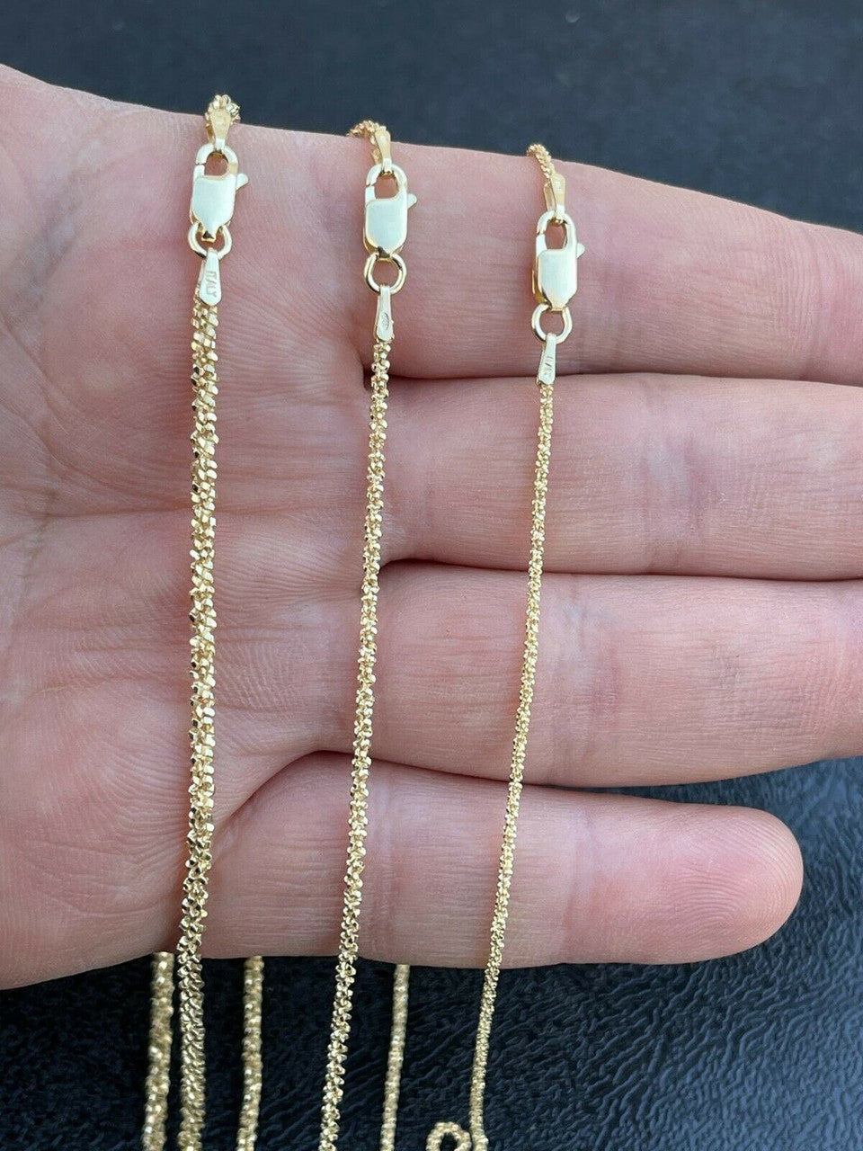 Sparkle Rock Link Chain Necklace - 14k Gold Vermeil 925 Sterling Silver - 14"-24" - 1mm-3mm