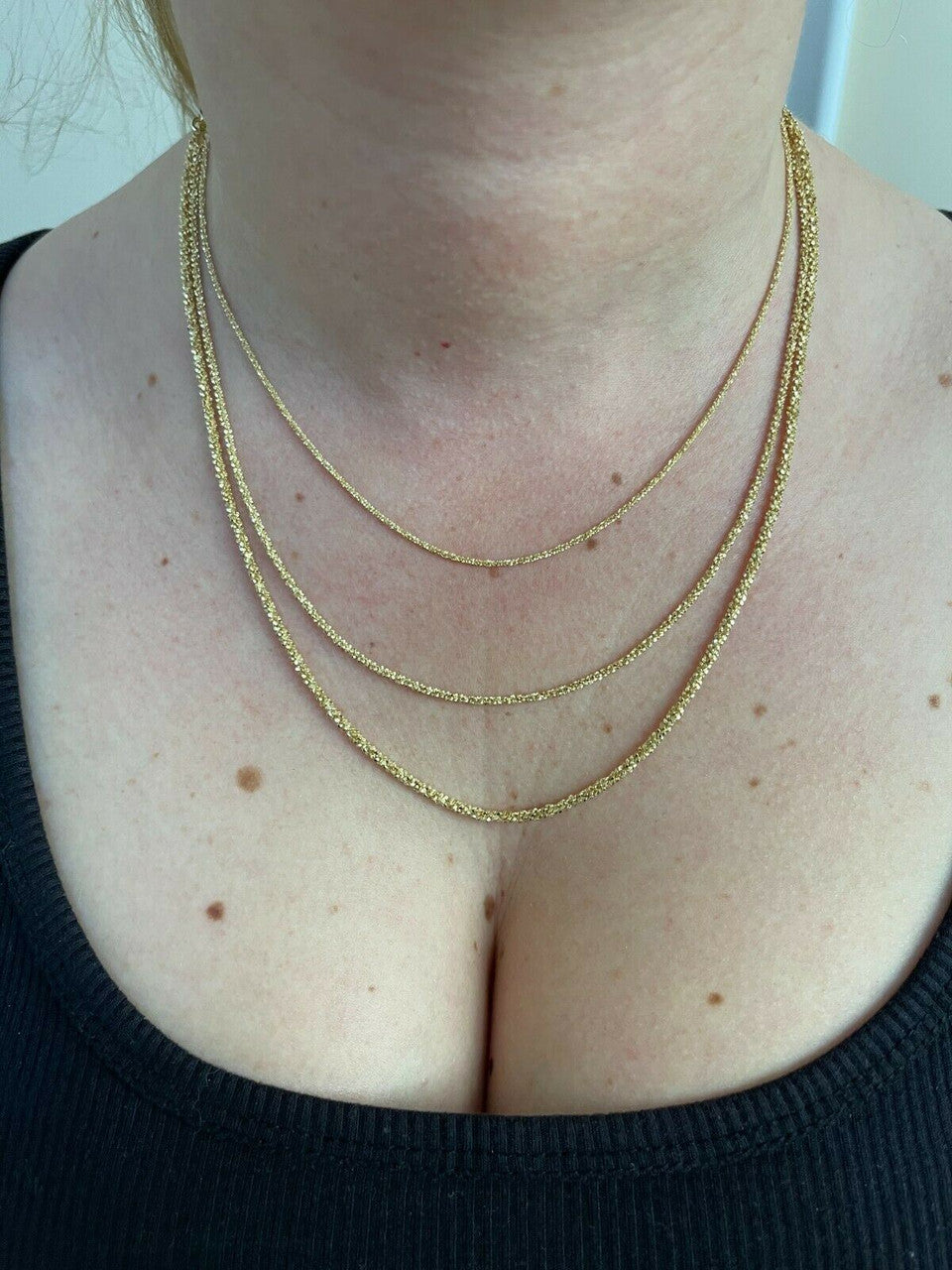 Sparkle Rock Link Chain Necklace - 14k Gold Vermeil 925 Sterling Silver - 14"-24" - 1mm-3mm