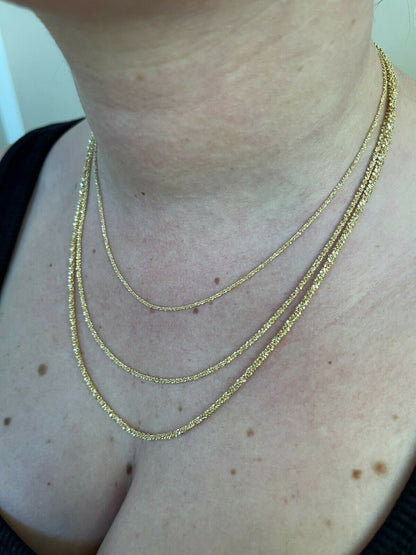 Sparkle Rock Link Chain Necklace - 14k Gold Vermeil 925 Sterling Silver - 14"-24" - 1mm-3mm