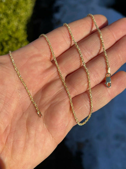 Sparkle Rock Link Chain Necklace - 14k Gold Vermeil 925 Sterling Silver - 14"-24" - 1mm-3mm