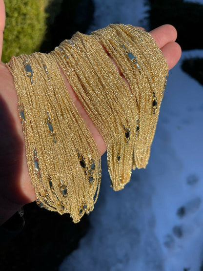 Sparkle Rock Link Chain Necklace - 14k Gold Vermeil 925 Sterling Silver - 14"-24" - 1mm-3mm