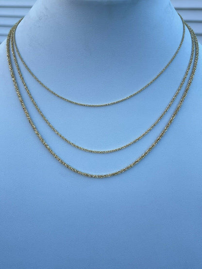 Sparkle Rock Link Chain Necklace - 14k Gold Vermeil 925 Sterling Silver - 14"-24" - 1mm-3mm