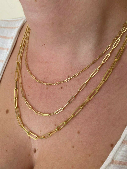 Paperclip Chain Necklace - 14k Gold Vermeil 925 Sterling Silver - 14"-24" - 2.5mm-4mm
