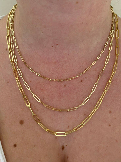 Paperclip Chain Necklace - 14k Gold Vermeil 925 Sterling Silver - 14"-24" - 2.5mm-4mm
