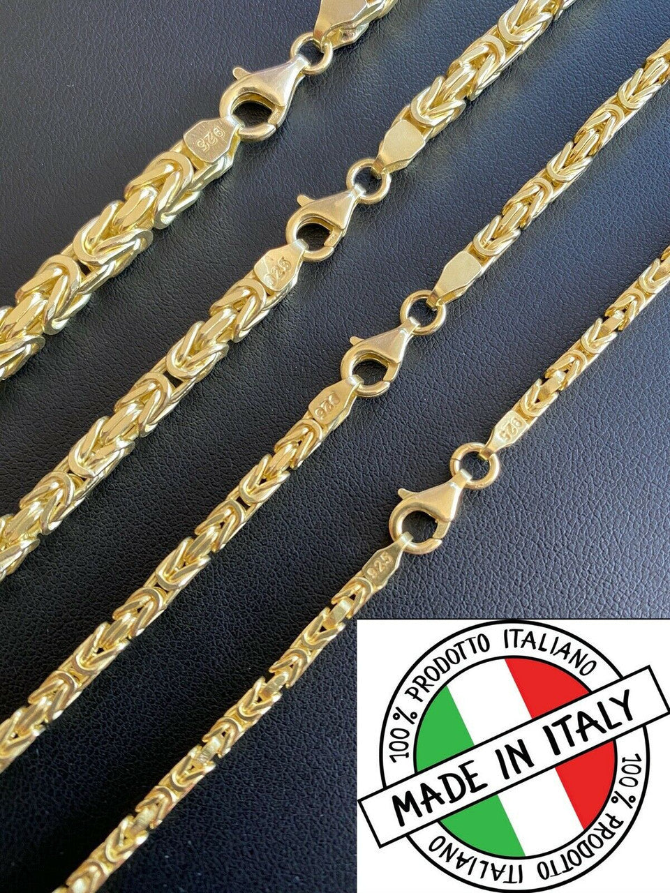 Byzantine Link Chain Necklace - 14k Gold Vermeil 925 Sterling Silver - 18"-30" - 2.5mm-6mm