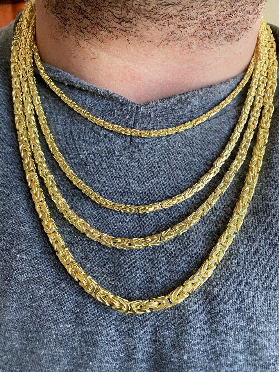 Byzantine Link Chain Necklace - 14k Gold Vermeil 925 Sterling Silver - 18"-30" - 2.5mm-6mm