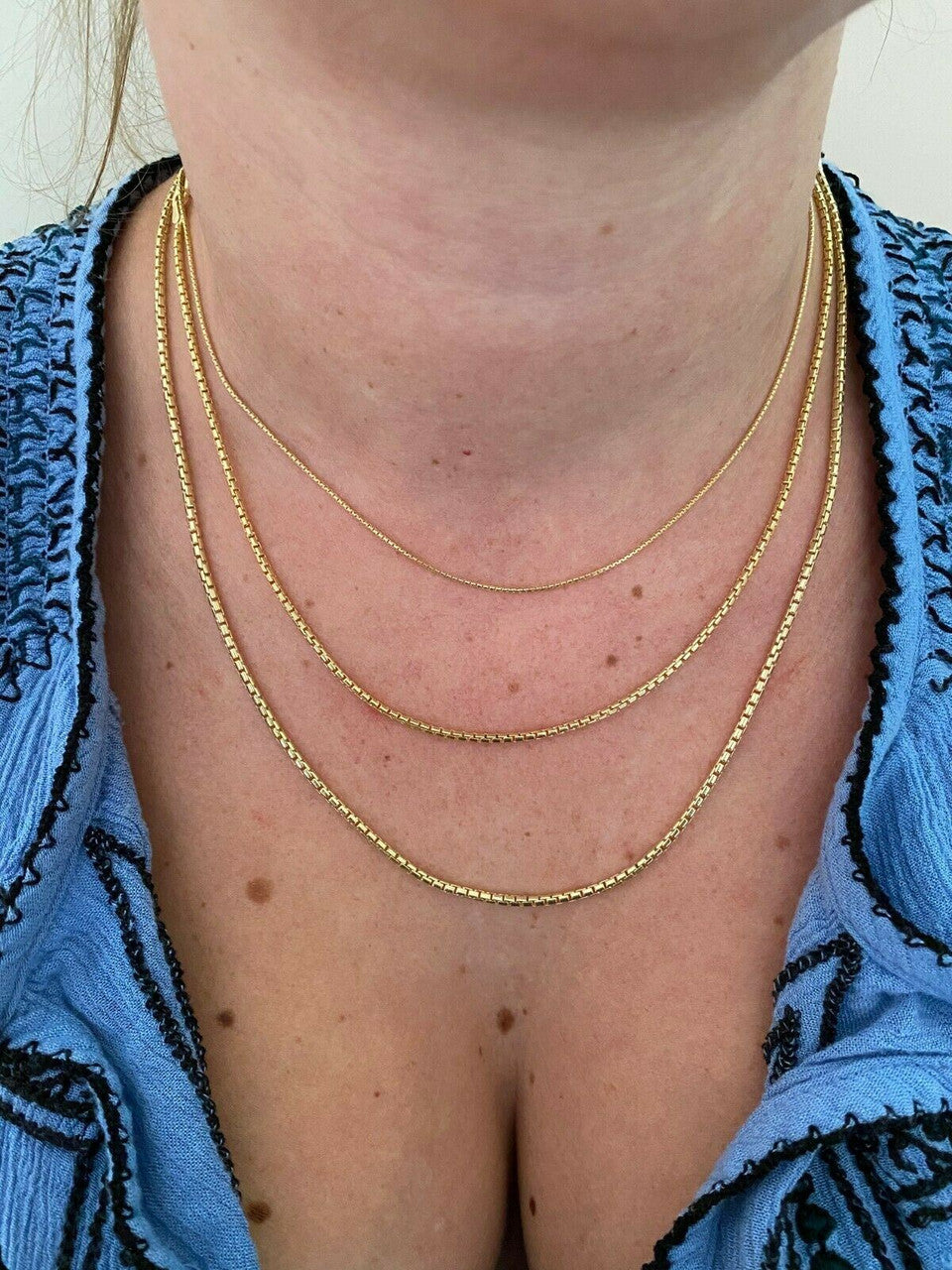 Rounded Box Link Chain Necklace - 14k Gold Vermeil 925 Sterling Silver - 16"-30" - 1mm-3mm