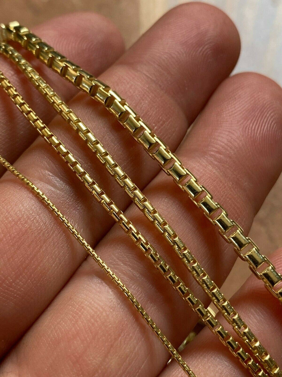 Rounded Box Link Chain Necklace - 14k Gold Vermeil 925 Sterling Silver - 16"-30" - 1mm-3mm