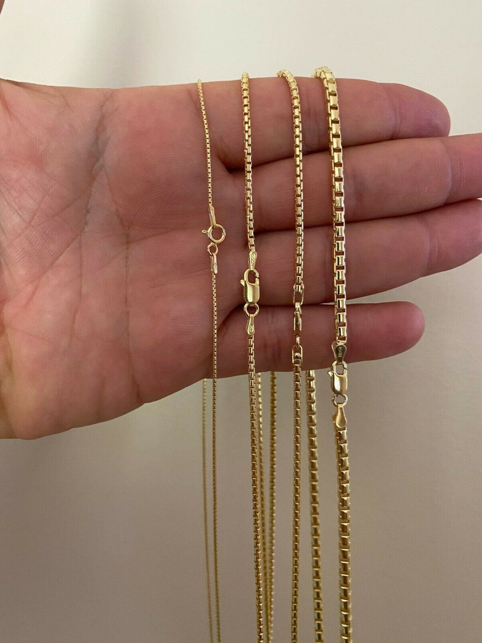 Rounded Box Link Chain Necklace - 14k Gold Vermeil 925 Sterling Silver - 16"-30" - 1mm-3mm