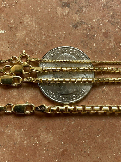 Rounded Box Link Chain Necklace - 14k Gold Vermeil 925 Sterling Silver - 16"-30" - 1mm-3mm