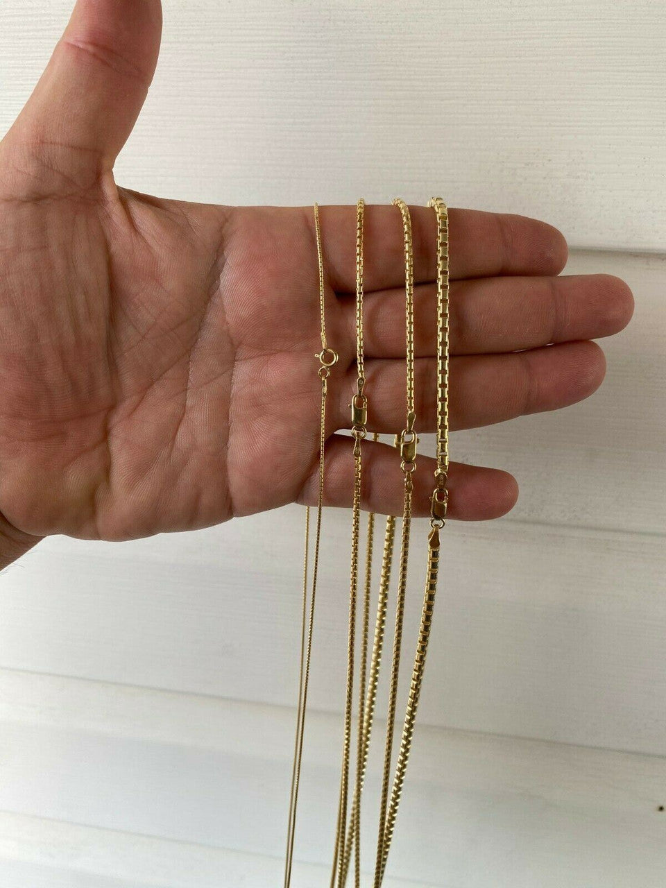 Rounded Box Link Chain Necklace - 14k Gold Vermeil 925 Sterling Silver - 16"-30" - 1mm-3mm