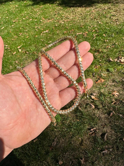 Round Sparkle Rock Chain Necklace - 14k Gold Vermeil 925 Sterling Silver - 16"-30" - 3mm-5mm