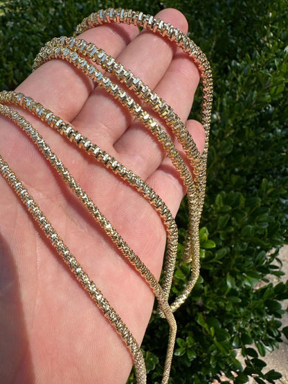Round Sparkle Rock Chain Necklace - 14k Gold Vermeil 925 Sterling Silver - 16"-30" - 3mm-5mm