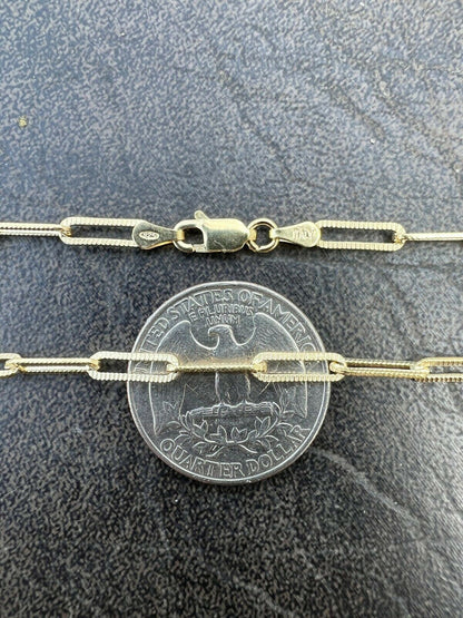 Diamond Cut Paperclip Chain Necklace - 14k Gold Vermeil 925 Sterling Silver - 14"-30" - 3.5mm