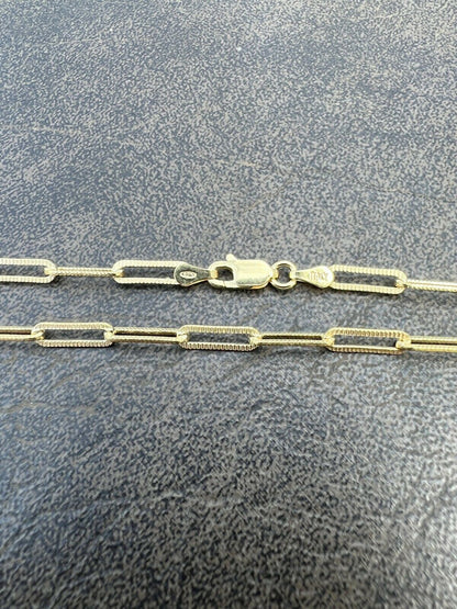 Diamond Cut Paperclip Chain Necklace - 14k Gold Vermeil 925 Sterling Silver - 14"-30" - 3.5mm