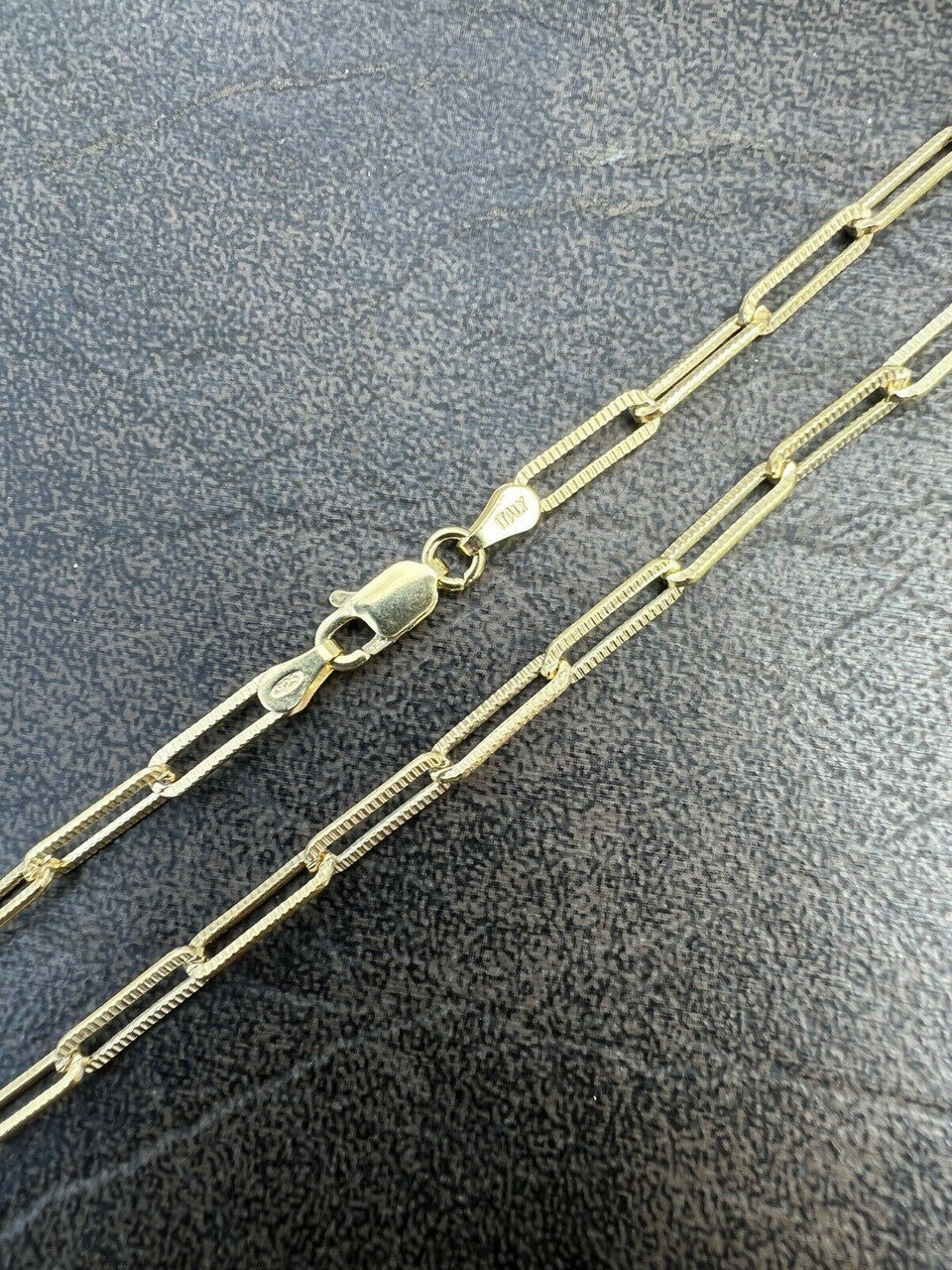 Diamond Cut Paperclip Chain Necklace - 14k Gold Vermeil 925 Sterling Silver - 14"-30" - 3.5mm