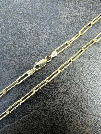 Diamond Cut Paperclip Chain Necklace - 14k Gold Vermeil 925 Sterling Silver - 14"-30" - 3.5mm