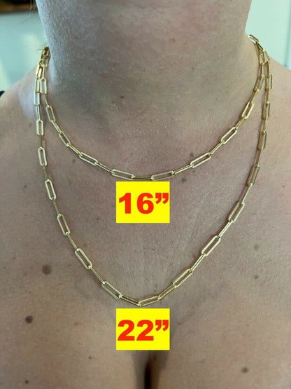 Diamond Cut Paperclip Chain Necklace - 14k Gold Vermeil 925 Sterling Silver - 14"-30" - 3.5mm