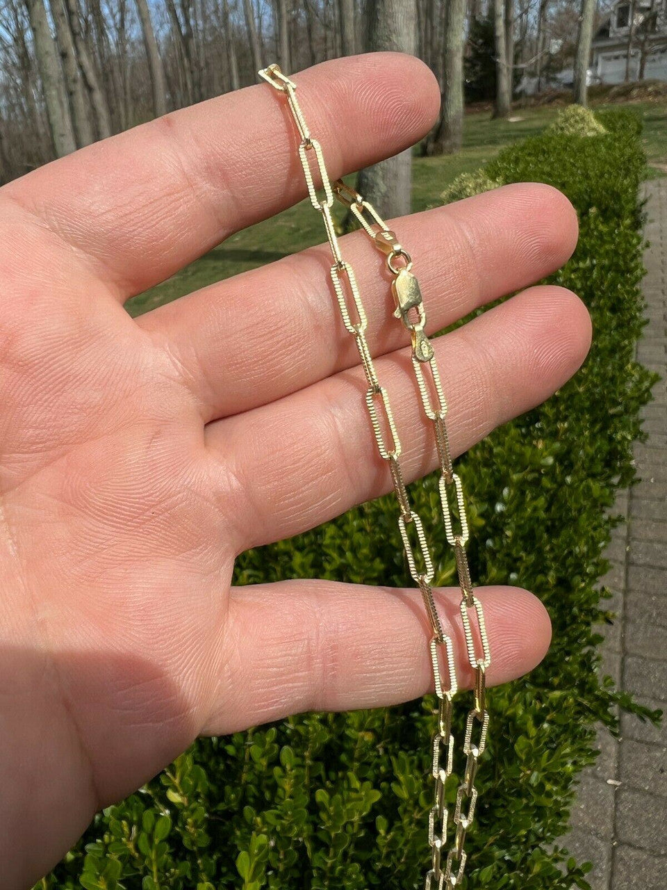 Diamond Cut Paperclip Chain Necklace - 14k Gold Vermeil 925 Sterling Silver - 14"-30" - 3.5mm