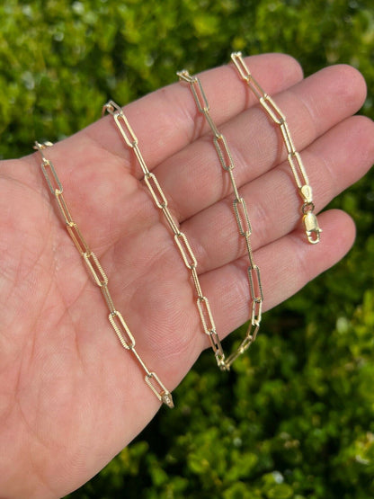 Diamond Cut Paperclip Chain Necklace - 14k Gold Vermeil 925 Sterling Silver - 14"-30" - 3.5mm