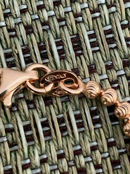 Ball Bead Moon Cut "Dog Tag" Chain Necklace - Rose Gold Vermeil 925 Sterling Silver - 16"-30" - 2.5mm