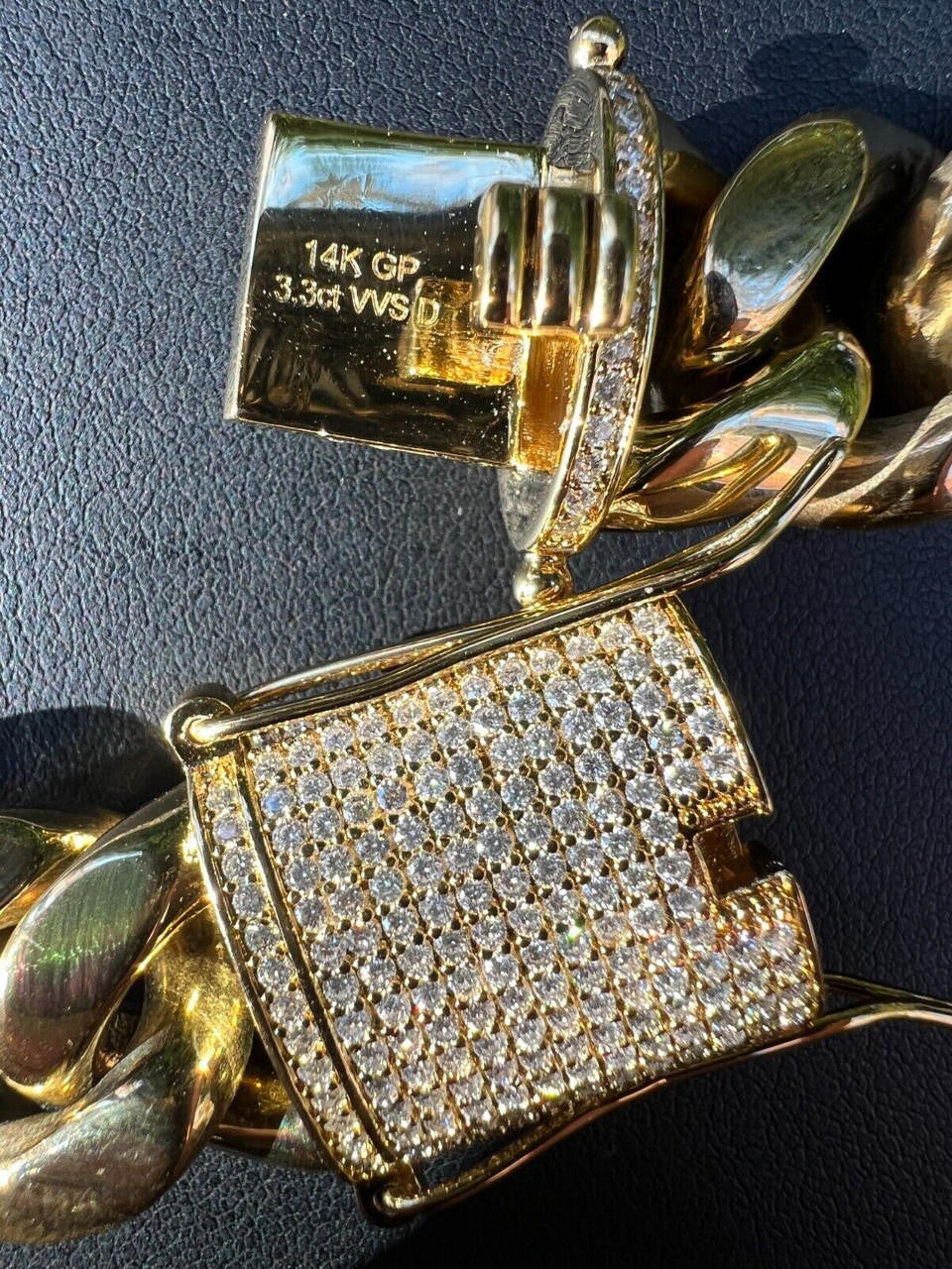 Kilo Cuban MOISSANITE CLASP Miami Cuban Link Chain Necklace Or Bracelet - 14k Yellow Gold Plated Stainless Steel - 7"-30" - 18mm