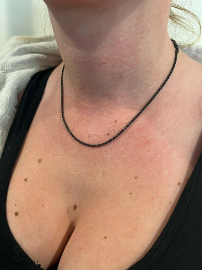 Rope Chain Necklace - Black Rhodium Over 925 Sterling Silver - 16"-30" - 2mm