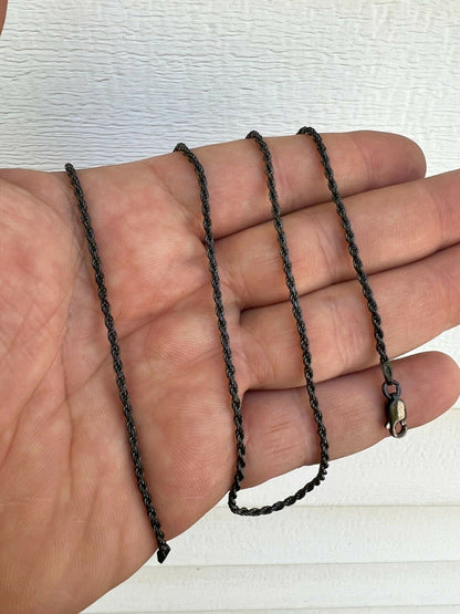 Rope Chain Necklace - Black Rhodium Over 925 Sterling Silver - 16"-30" - 2mm