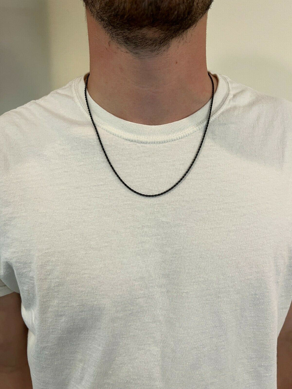 Rope Chain Necklace - Black Rhodium Over 925 Sterling Silver - 16"-30" - 2mm