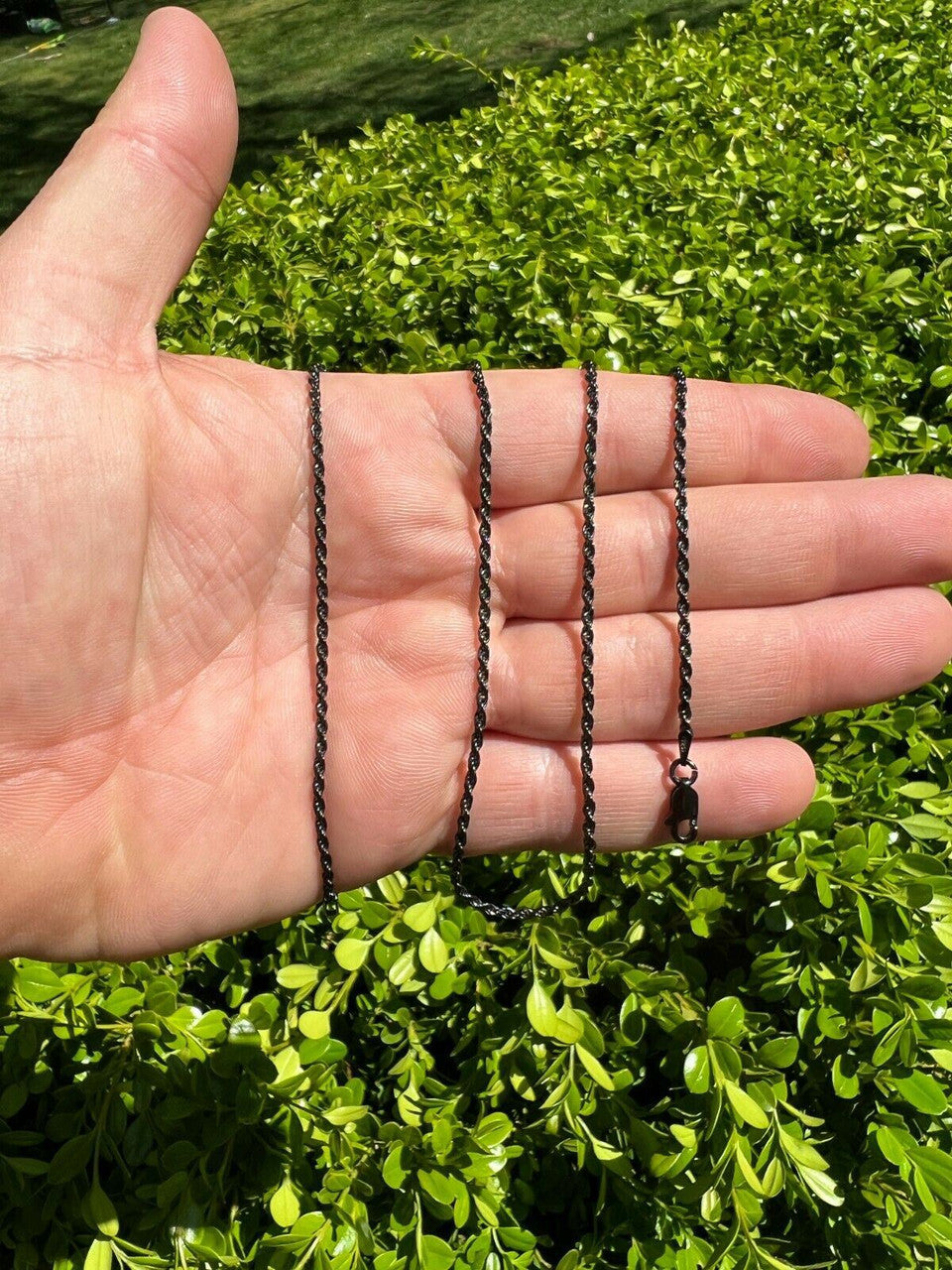 Rope Chain Necklace - Black Rhodium Over 925 Sterling Silver - 16"-30" - 2mm