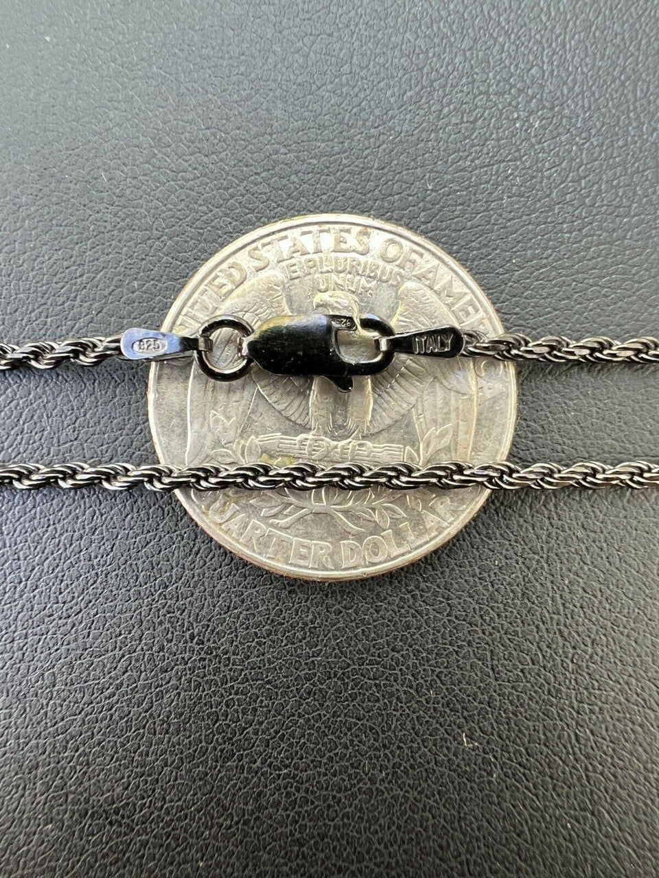 Rope Chain Necklace - Black Rhodium Over 925 Sterling Silver - 16"-30" - 2mm