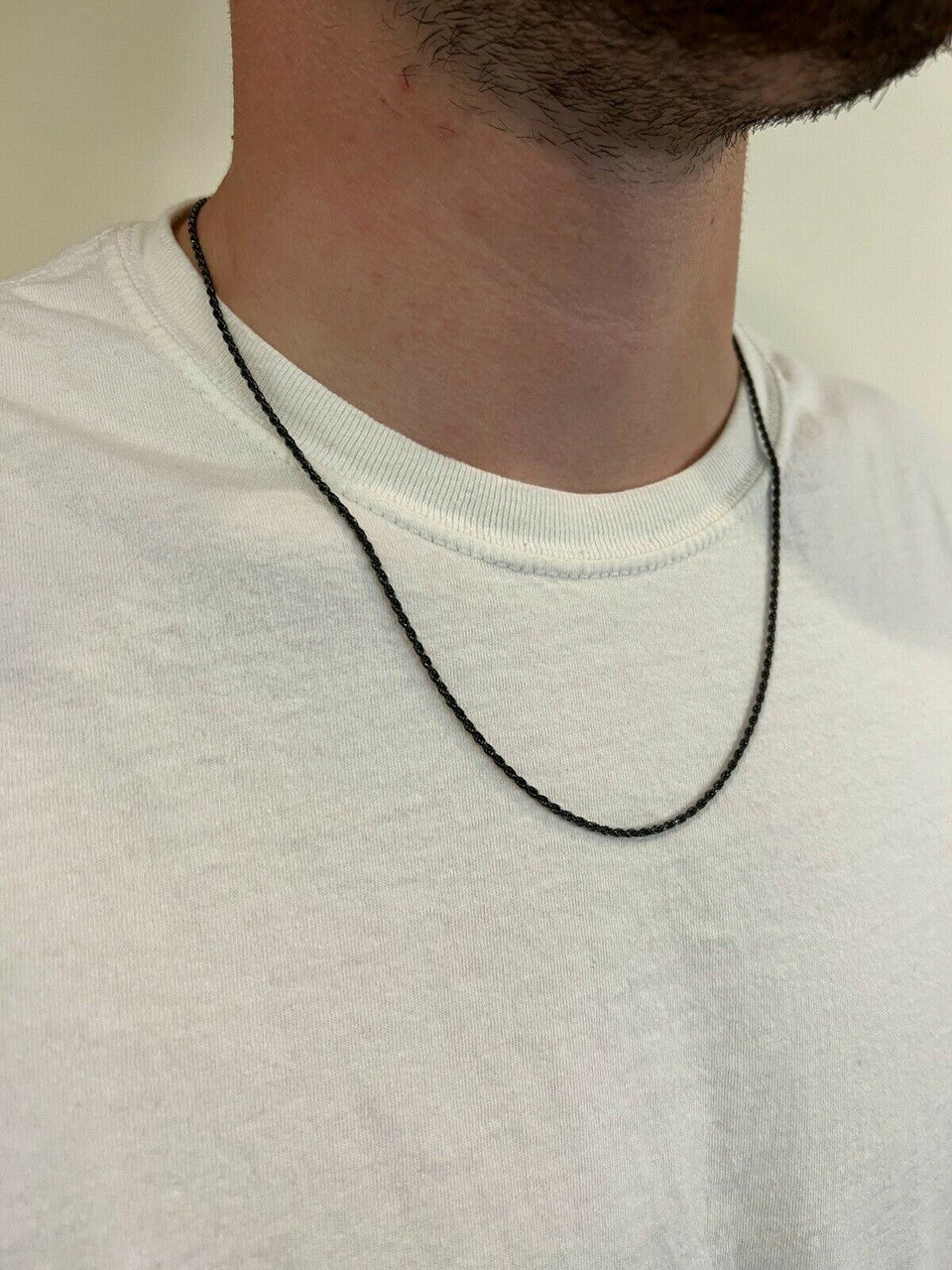 Rope Chain Necklace - Black Rhodium Over 925 Sterling Silver - 16"-30" - 2mm