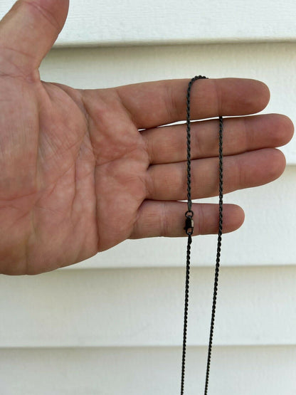 Rope Chain Necklace - Black Rhodium Over 925 Sterling Silver - 16"-30" - 2mm