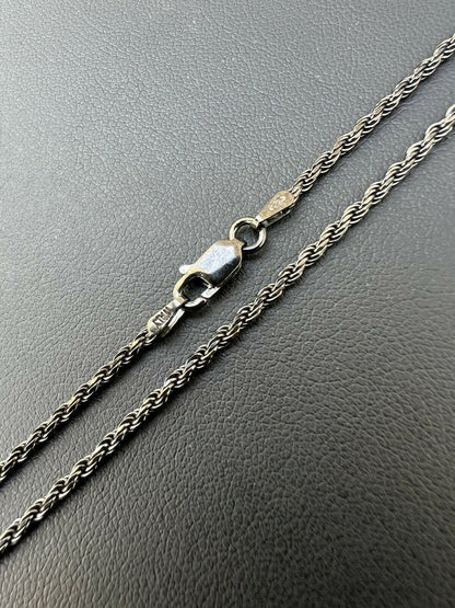 Rope Chain Necklace - Black Rhodium Over 925 Sterling Silver - 16"-30" - 2mm