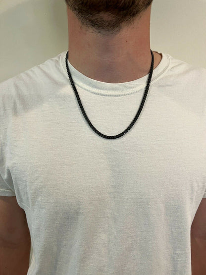 Miami Cuban Link Chain Necklace - Black Rhodium Over 925 Sterling Silver - 16"-30" - 5mm