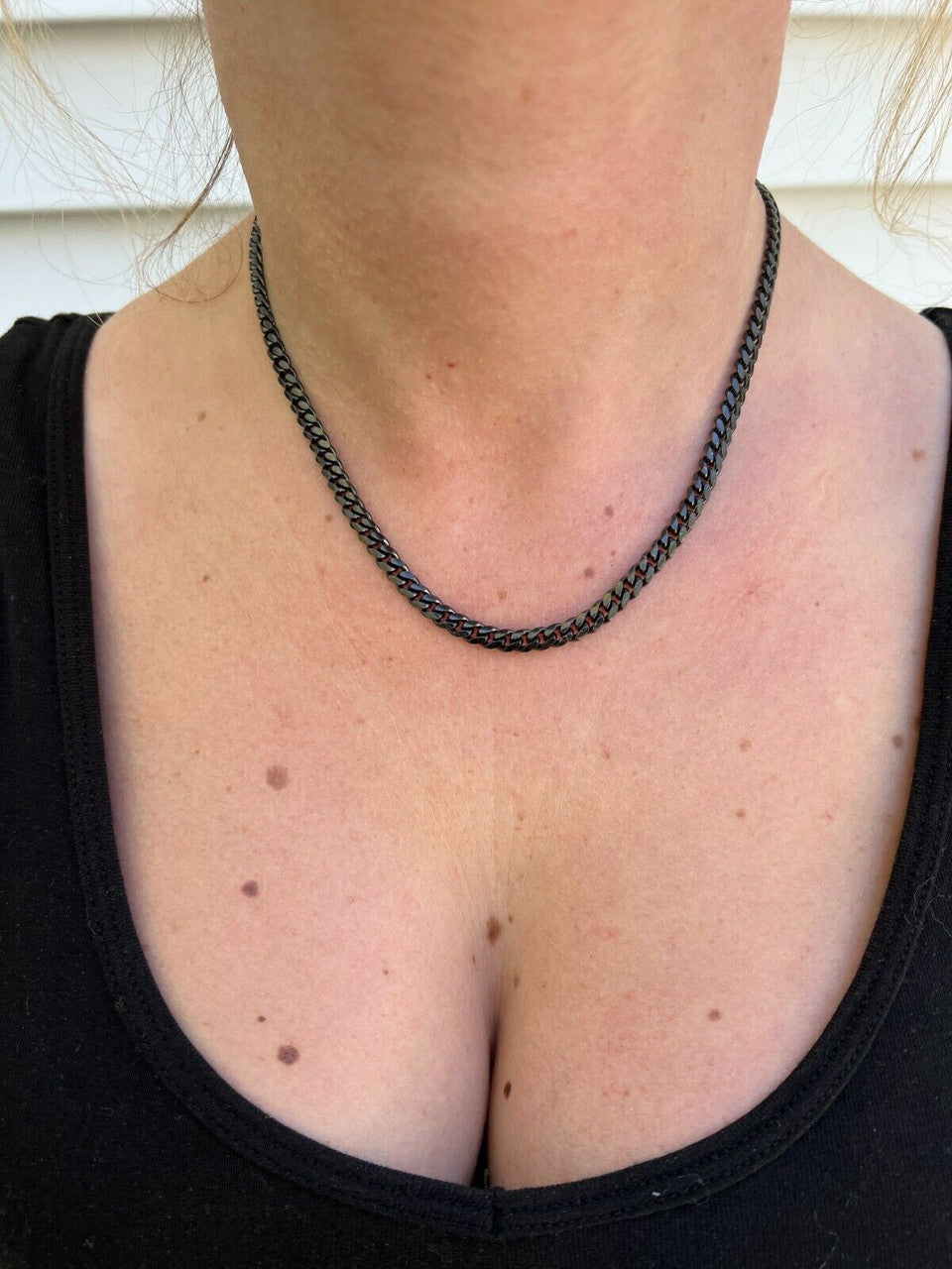 Miami Cuban Link Chain Necklace - Black Rhodium Over 925 Sterling Silver - 16"-30" - 5mm