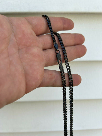 Miami Cuban Link Chain Necklace - Black Rhodium Over 925 Sterling Silver - 16"-30" - 5mm