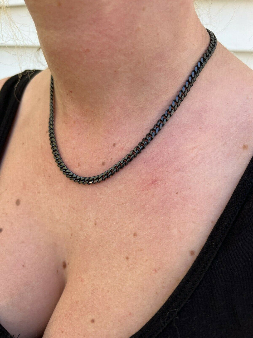 Miami Cuban Link Chain Necklace - Black Rhodium Over 925 Sterling Silver - 16"-30" - 5mm