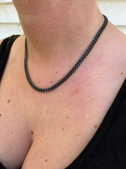 Miami Cuban Link Chain Necklace - Black Rhodium Over 925 Sterling Silver - 16"-30" - 5mm