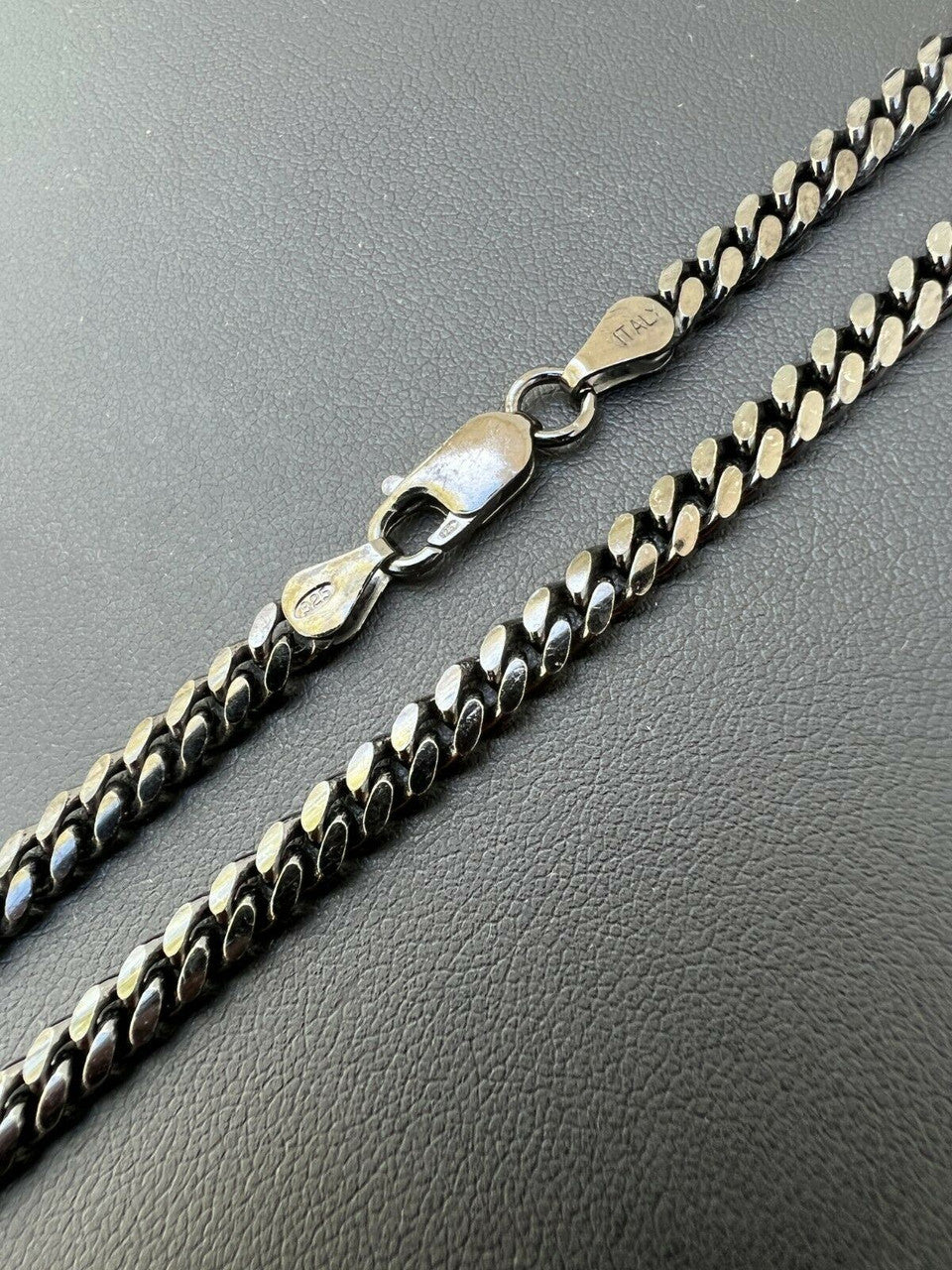 Miami Cuban Link Chain Necklace - Black Rhodium Over 925 Sterling Silver - 16"-30" - 5mm